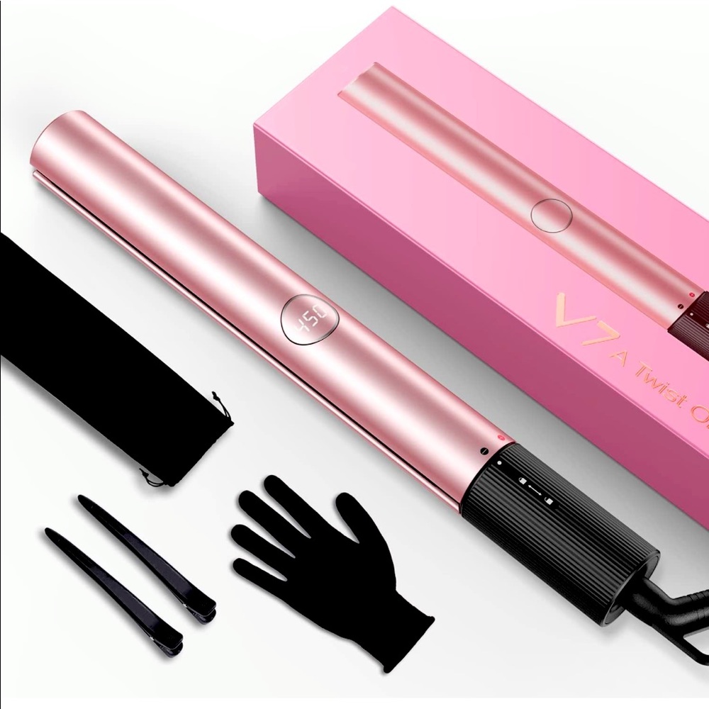 New in box hair straightener and curling iron, with styling tools.